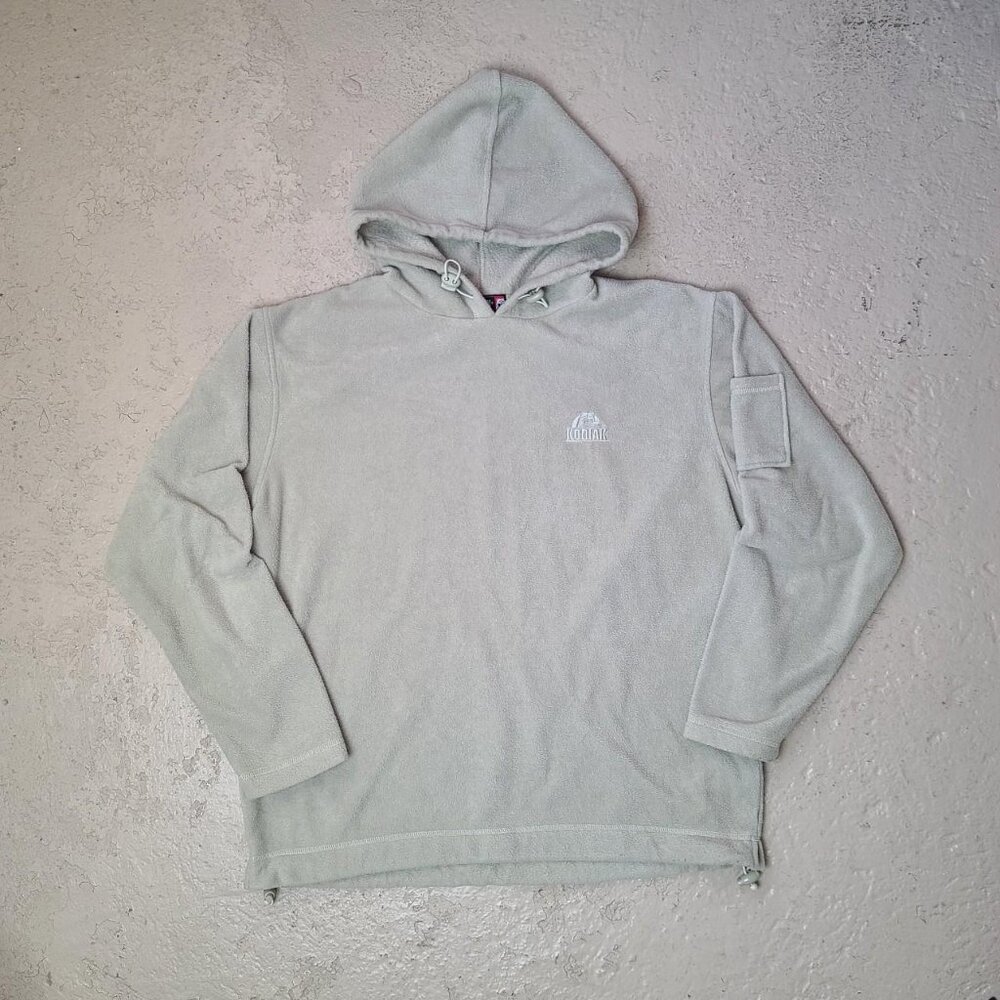 'Kodiak' tan fleece hoodie pullover sweatshirt men's L